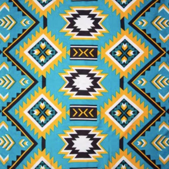 Wyoming Traders Wild Rag Southwest Print Teal / Gold 100% Silk Scarf - 34.5" - Picture 1 of 2